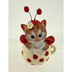 Hamilton Collection Cute as a Bug Kitten Figurine Cups of Affection Collectible